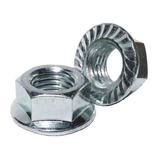 FLNF010 #10-32 Serrated Hex Flange Locknut, Fine, Case-Hardened, Zinc